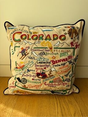 CatStudio Colorado Centennial State Hand-Embroidered Pillow
